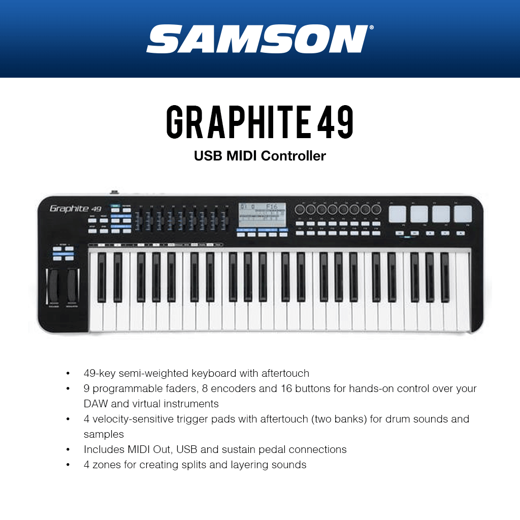 Samson Graphite 49 USB MIDI Keyboard Controller - Image 3